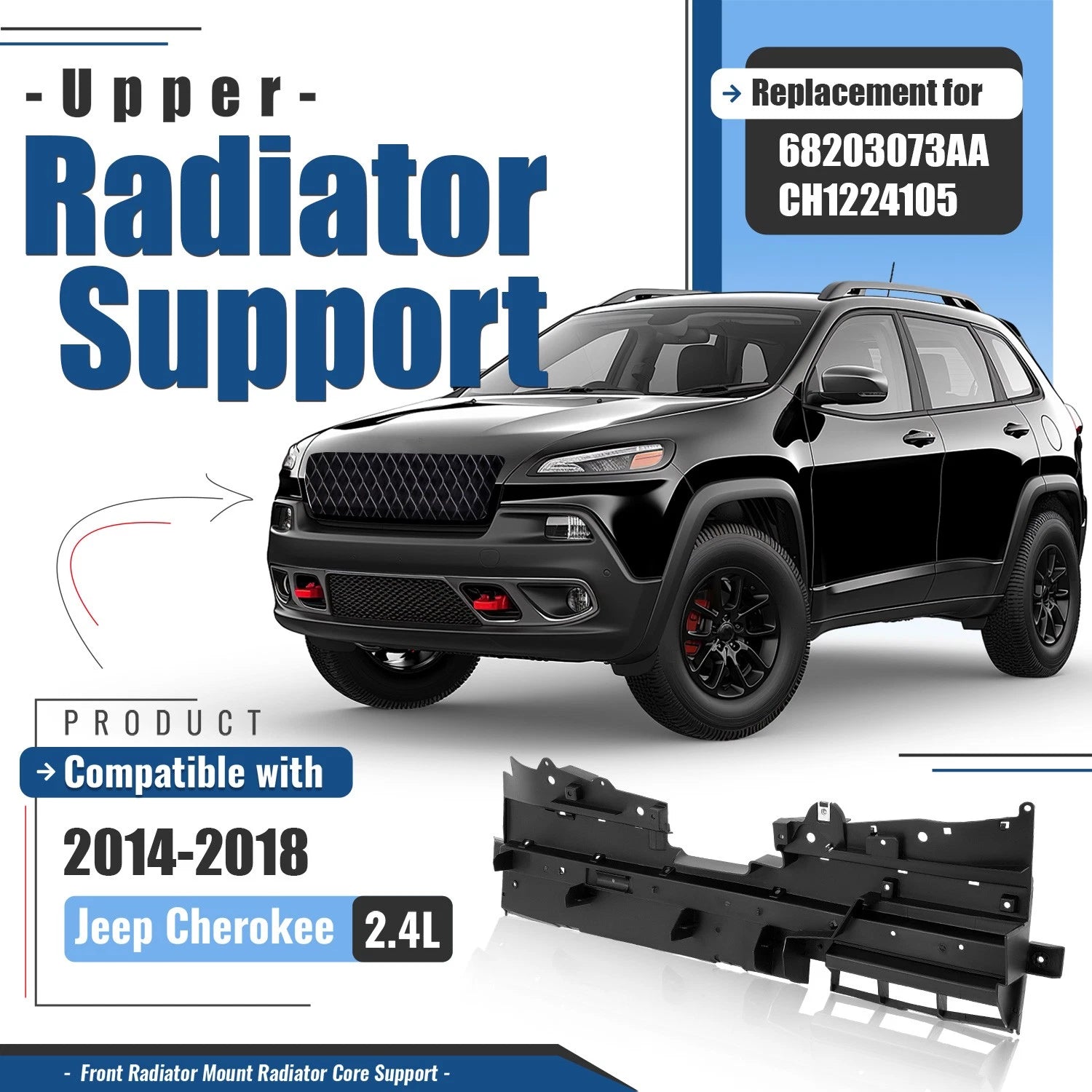 Black Radiator Support Cover for Jeep Cherokee (2014–2018)