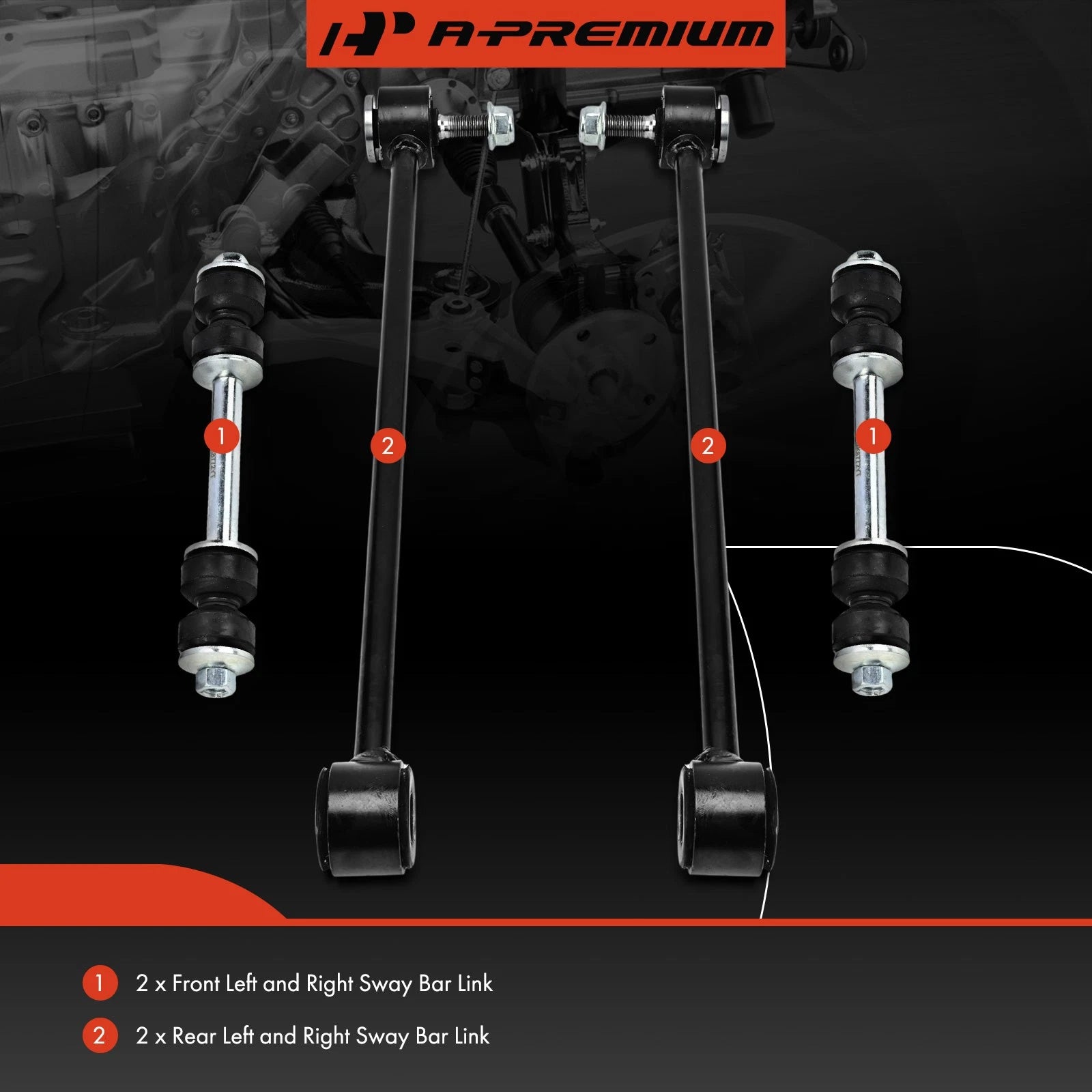 Set of 4 Front & Rear Sway Bar Links for Ford Expedition (1997–2002)