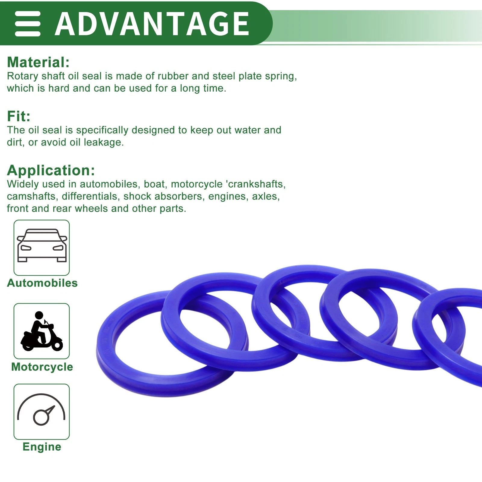 Set of 5 Oil Seal Ring 75x95x9mm for Rotary Shaft (High Pressure)