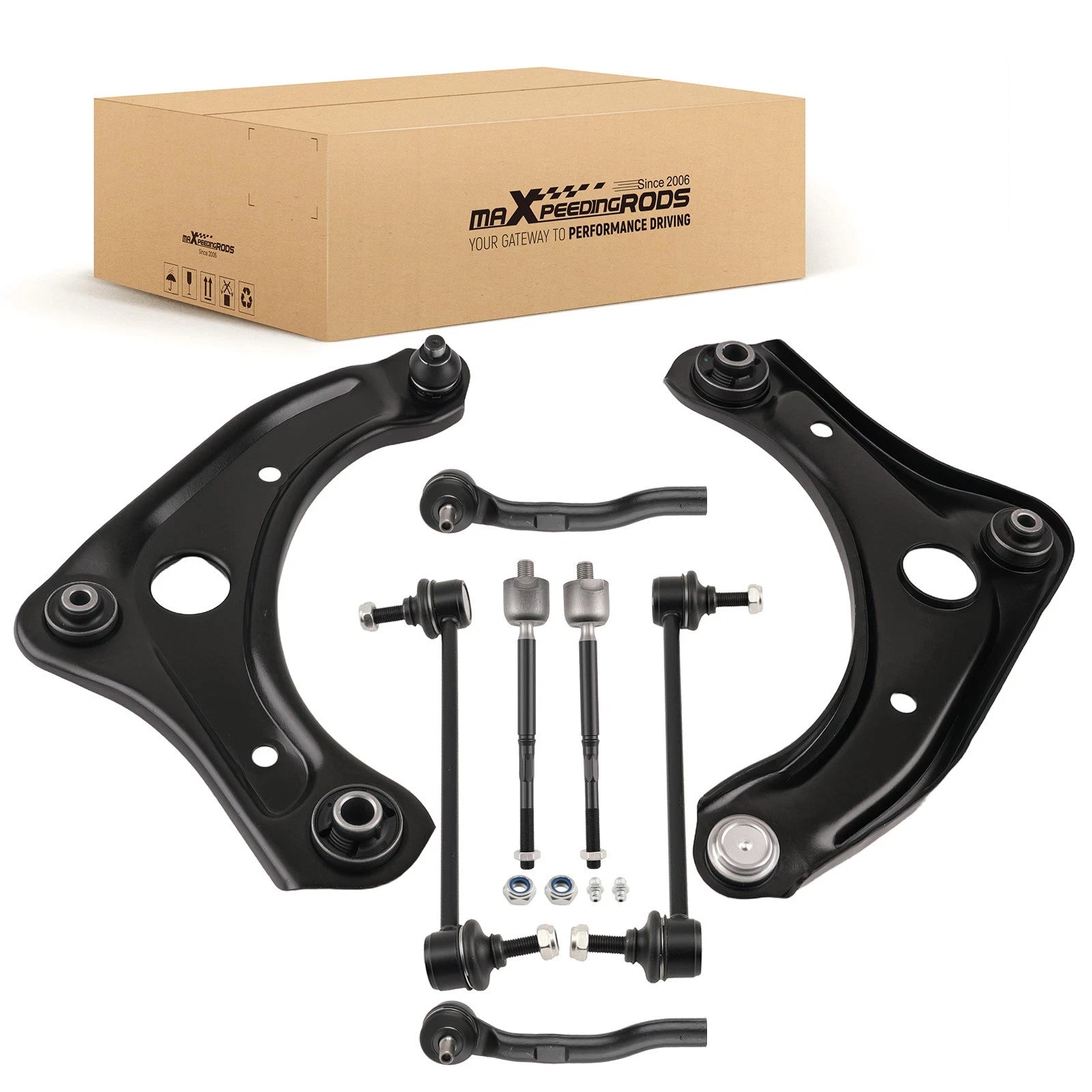 8pc Front Lower Control Arms Tie Rods Sway Bar Links for Nissan Versa Note (2014–2019)