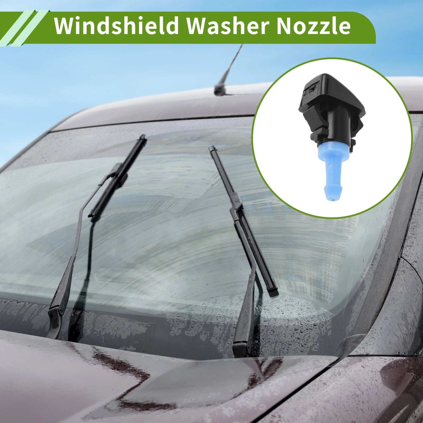 Set of 1 Windshield Washer Nozzle w/ Hose Connector for Dodge (No.4805742AC/5116079AA)