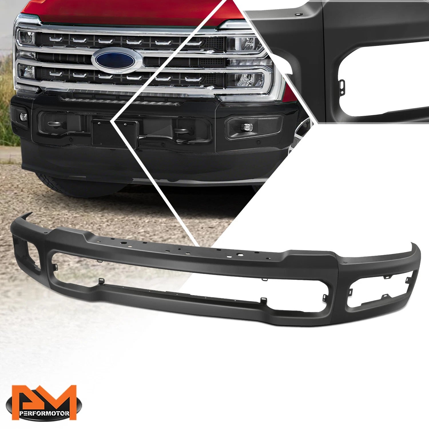Front Bumper Face Bar for Ford F-250 F-350 SD (2023–2026) w/ Fog Light Holes Black