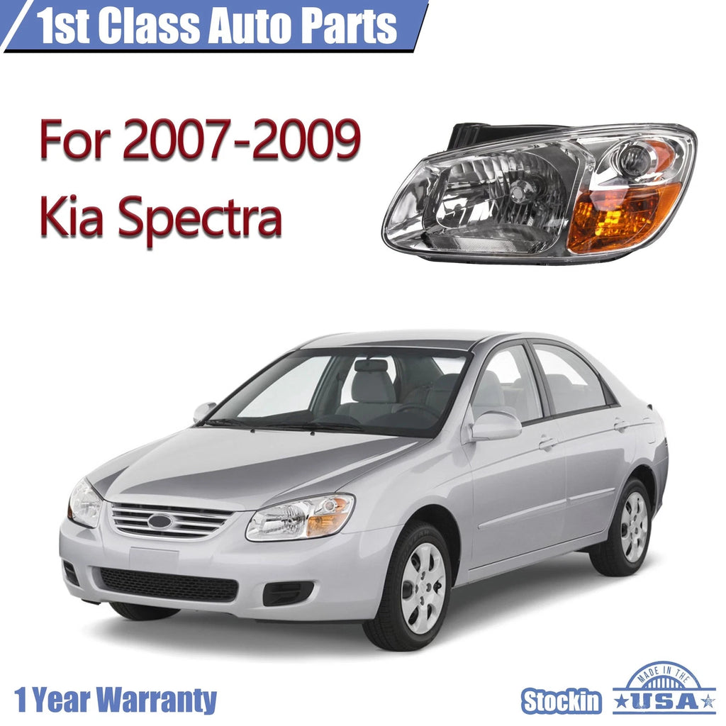 Headlight Assembly for Kia Spectra (2007-2009) Left Clear Lens Halogen