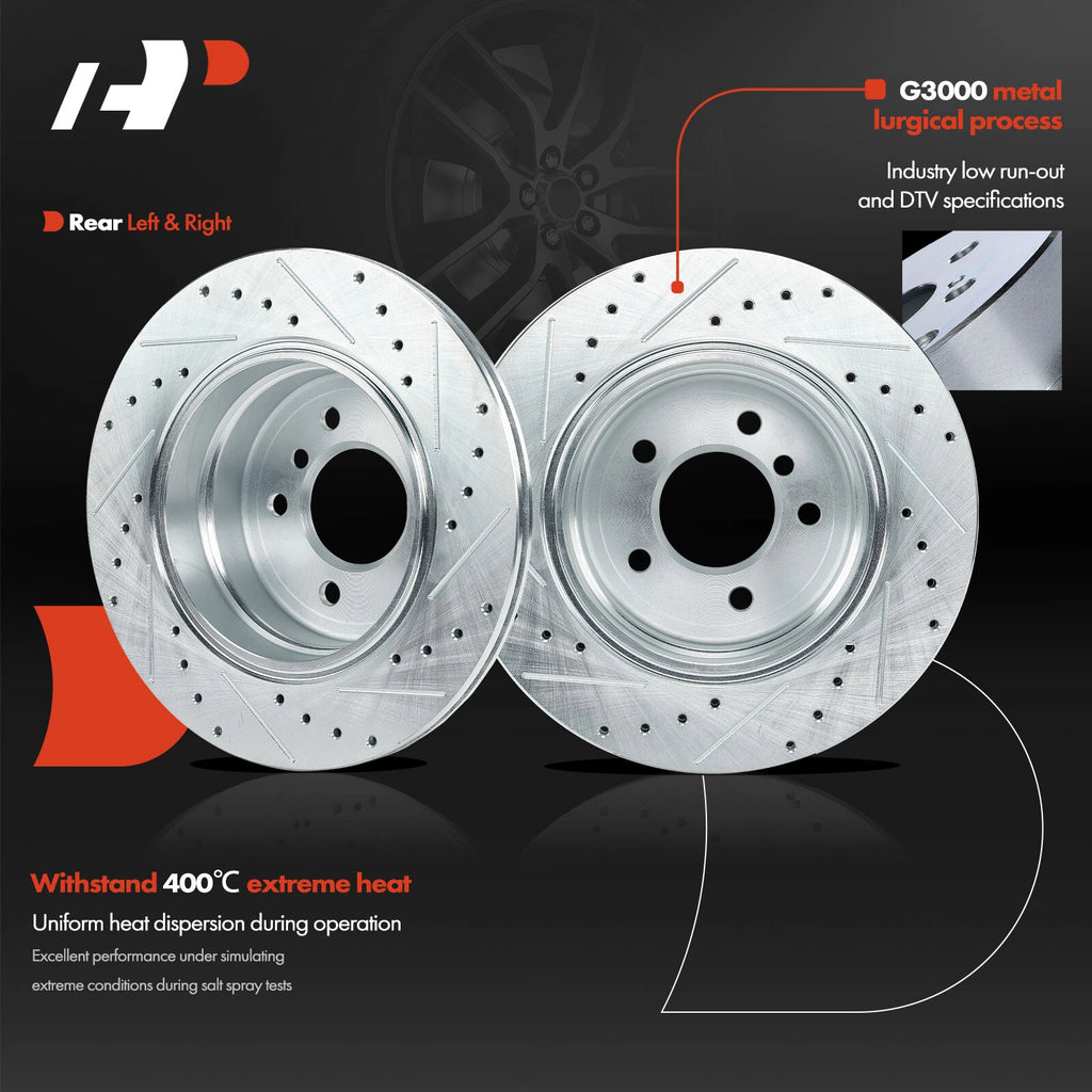 Rear Drilled Brake Rotors for BMW 525xi 528i xDrive 530xi 535xi (2006–2010)