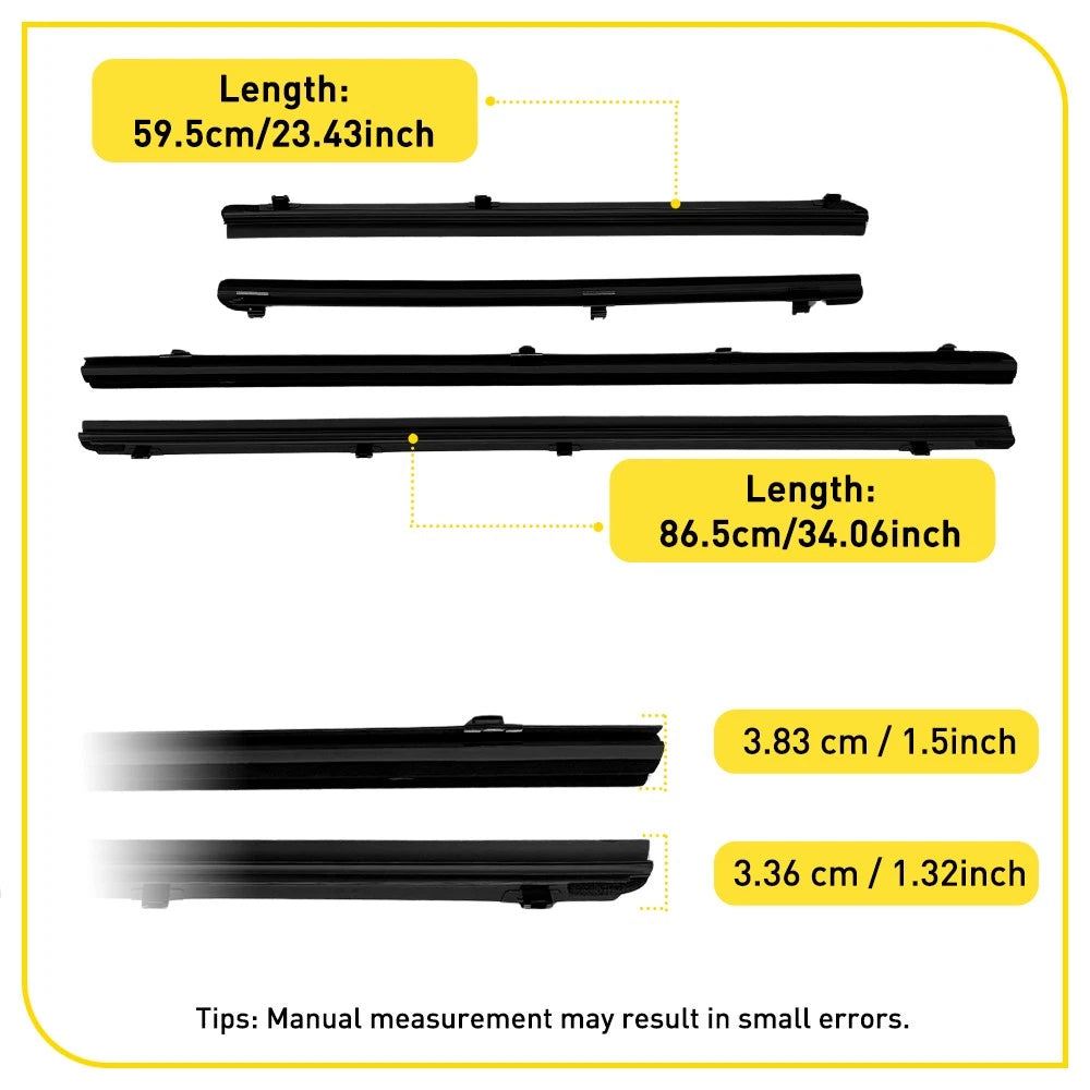 4Pcs Inner Door Glass Weatherstrip Set for Toyota 4Runner (2010–2024)
