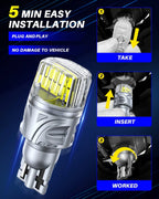 Set of 2 Error Free White Canbus LED Bulbs for Car Backup Reverse Light