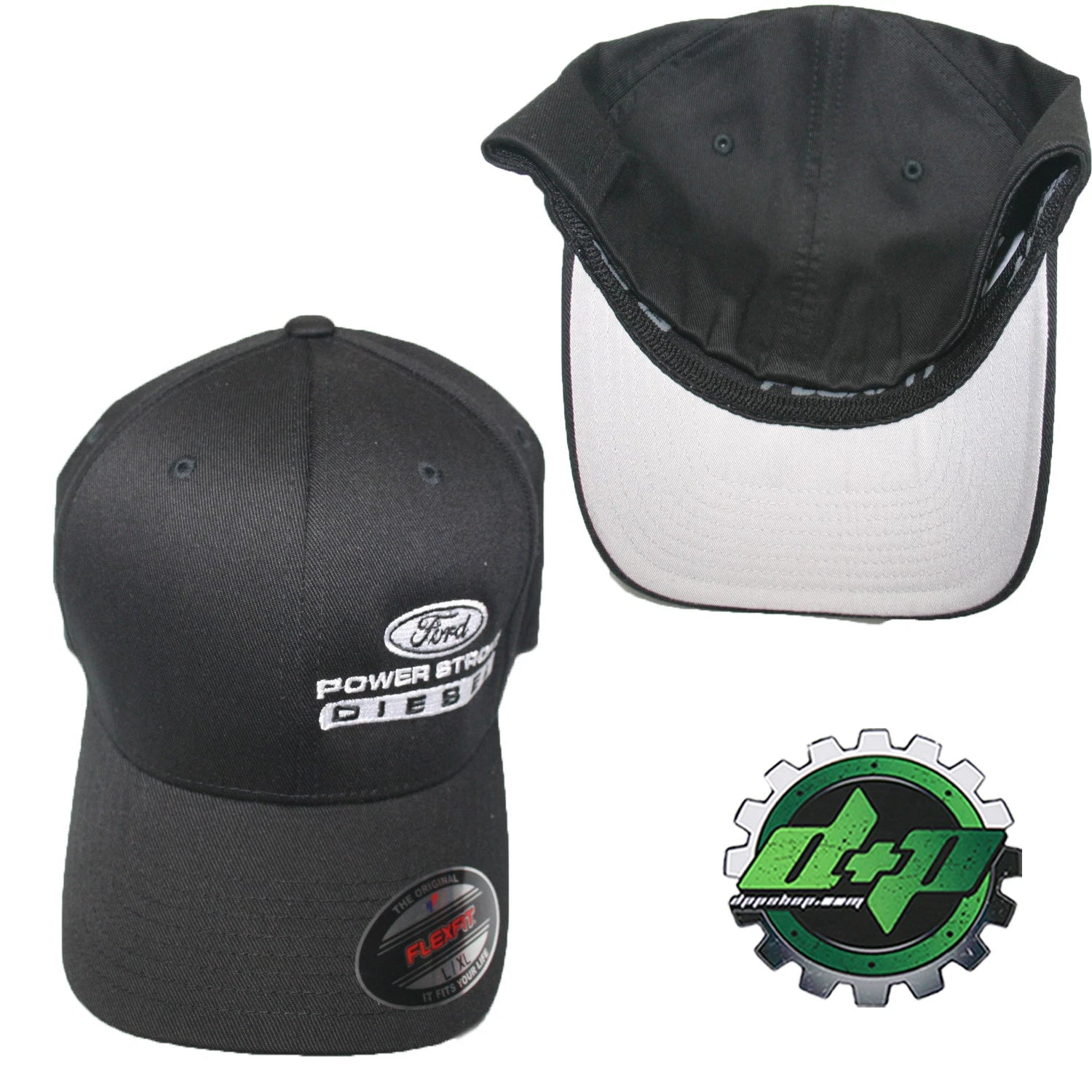 Powerstroke Hat for Ford (Fitted Flex Fit, Black, S/M)