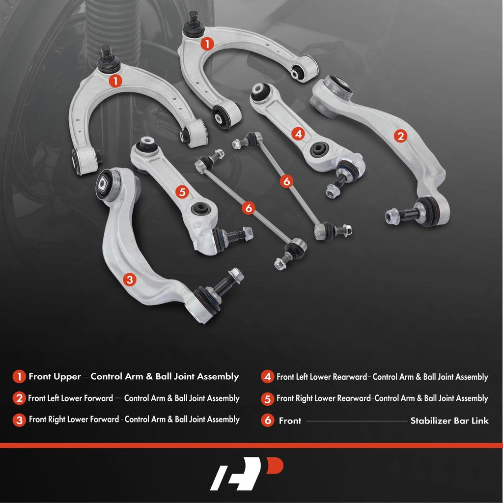 Set of 8 Front Control Arms & Sway Bars for BMW 535i 740i 550i GT