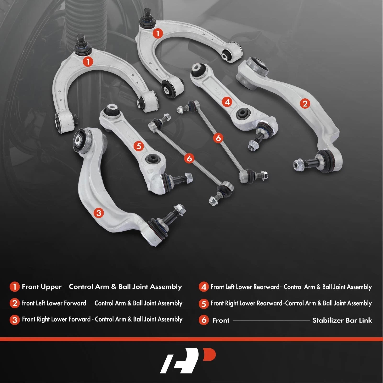 Set of 8 Front Control Arms & Sway Bars for BMW 535i 740i 550i GT