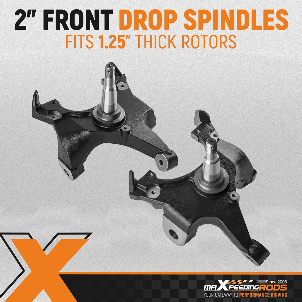2in Drop Spindles for Chevy Silverado GMC Sierra C1500 2WD (1988–1998)