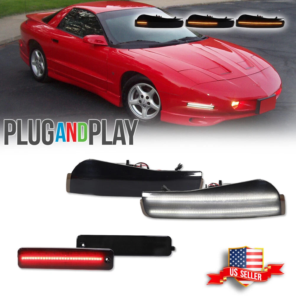 Set of 4 Smoke LED Bumper Signal & Side Markers for Pontiac Firebird (1993–1997)