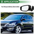 Left Side Door Mirror for Nissan Altima (2013–2018) Manual Folding Black
