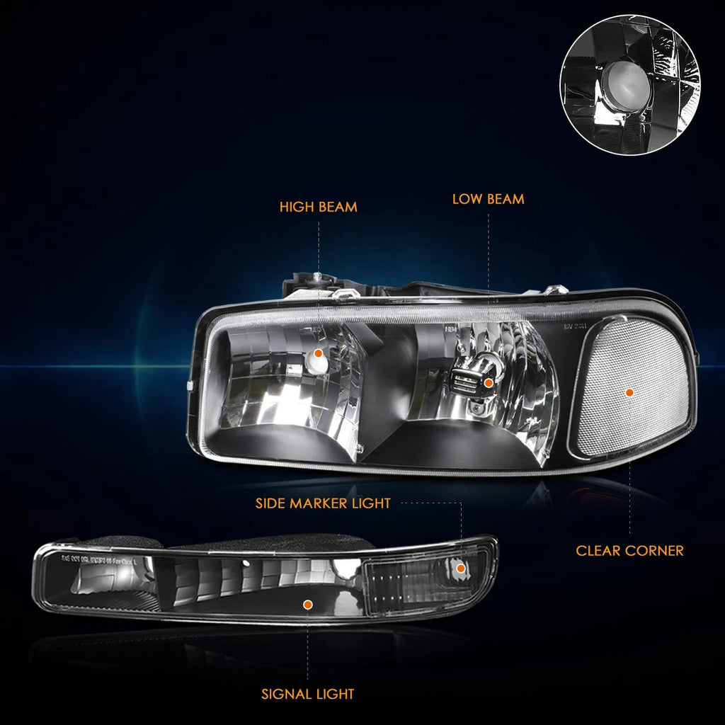 Bumper Headlight Clear Corner Lamps for GMC Sierra/Yukon (1999–2007)