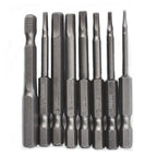Set of 9 Hex Key Allen Bits for Impact Driver Power Drill