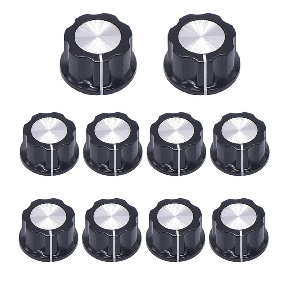 Set of 10 Black A03 Potentiometer Knobs for Electronics