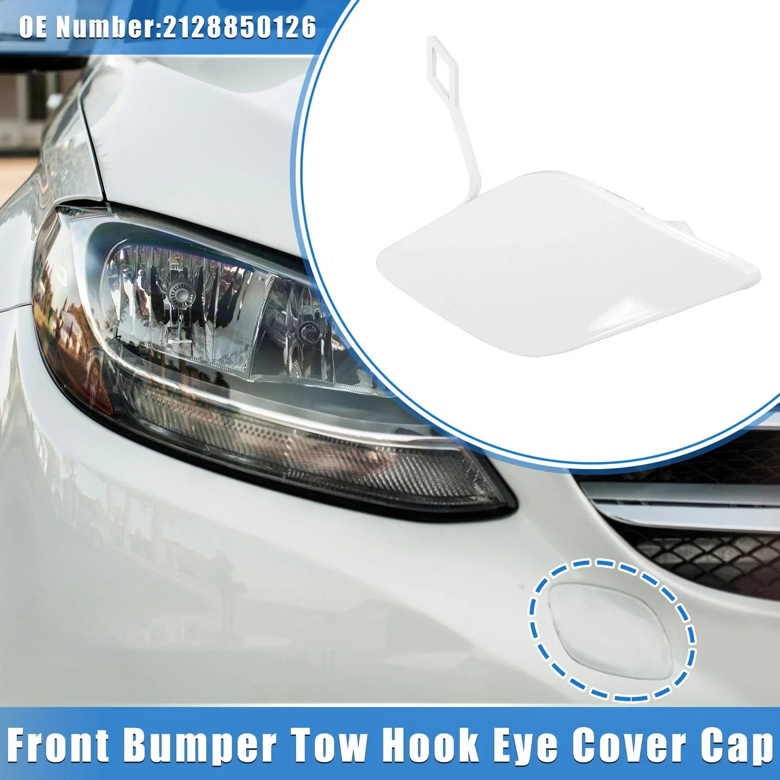 Front Bumper Tow Hook Eye Hole Cap for Mercedes-Benz E350 (2010-2013) White