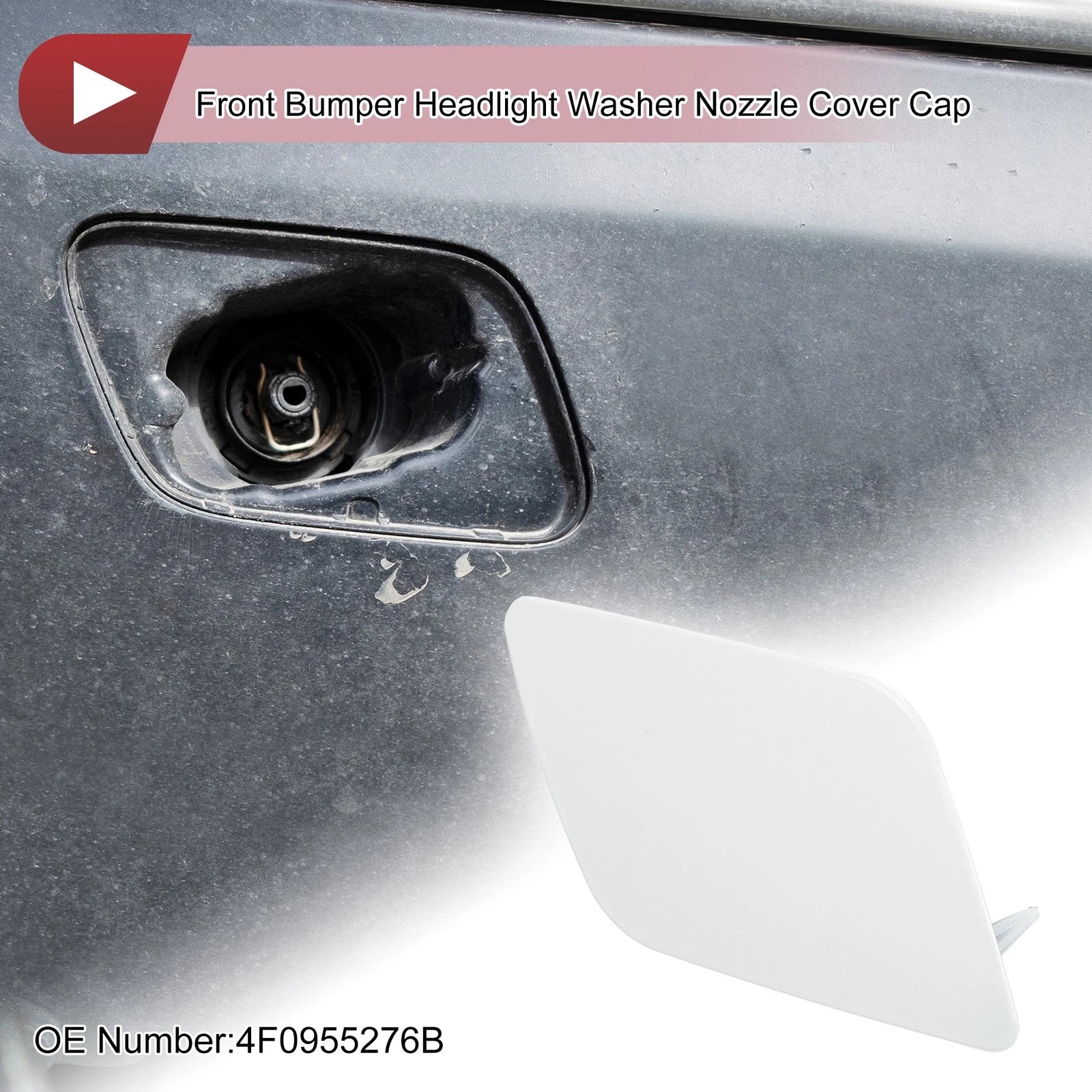 Front Right Washer Nozzle Cover Cap for Audi A6 (2009–2010) 1 Pcs White