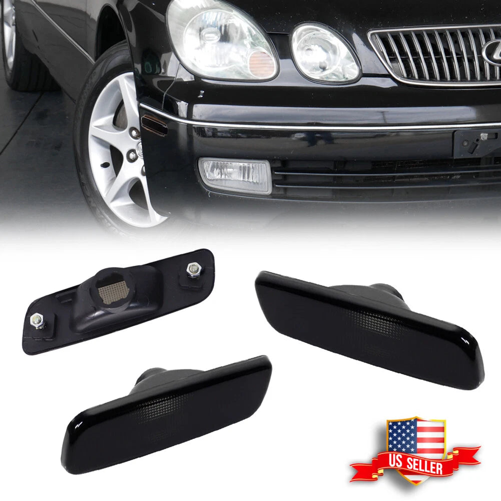 2X Smoked Lens Front Side Marker Lights for Toyota Lexus Scion 