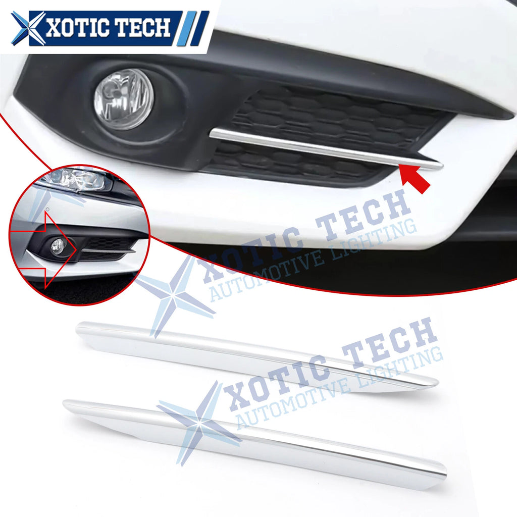 Chrome ABS Fog Light Strip Decor for Honda Civic 10th Gen (2016–2018)