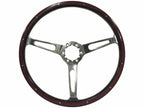 15 Inch Billet 3 Spoke Steering Wheel Wood Riveted with Horn Button for Universal (2001–2025)
