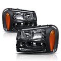 Black Housing Headlight & Amber Side Corner Lamps for Chevrolet Trailblazer (2002–2009)
