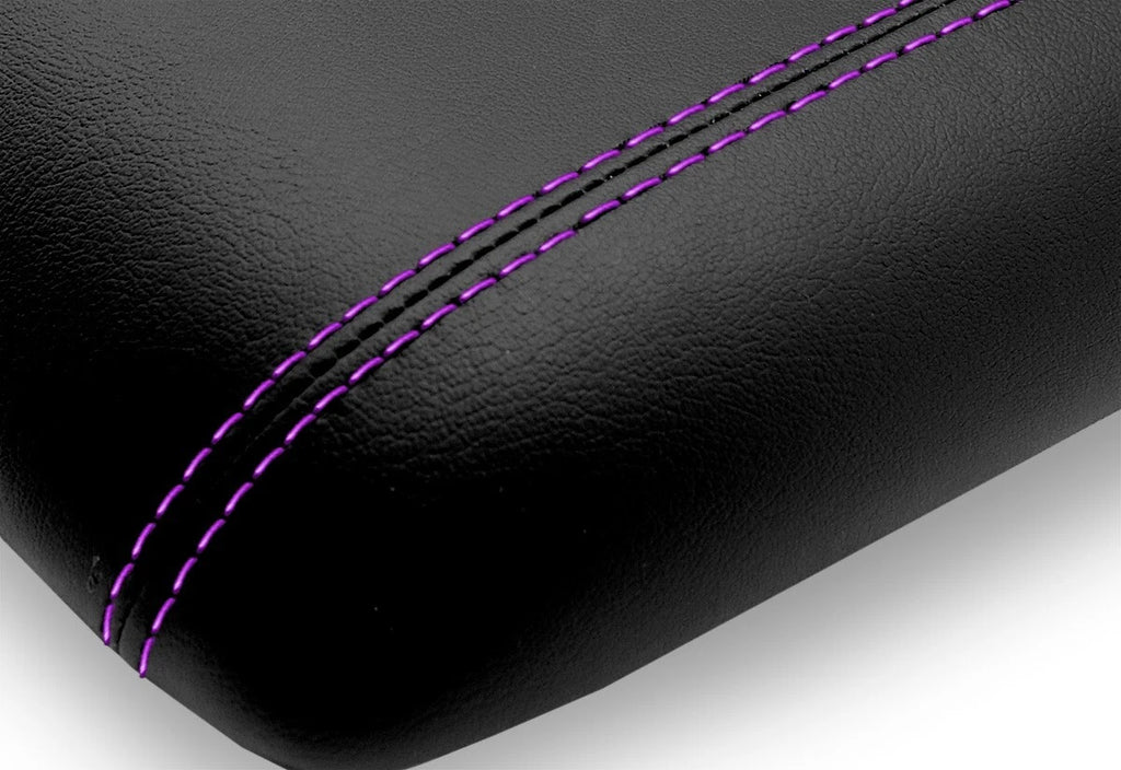 Leather Console Lid Armrest Cover for Ford Expedition (2003–2006) Purple Stitch