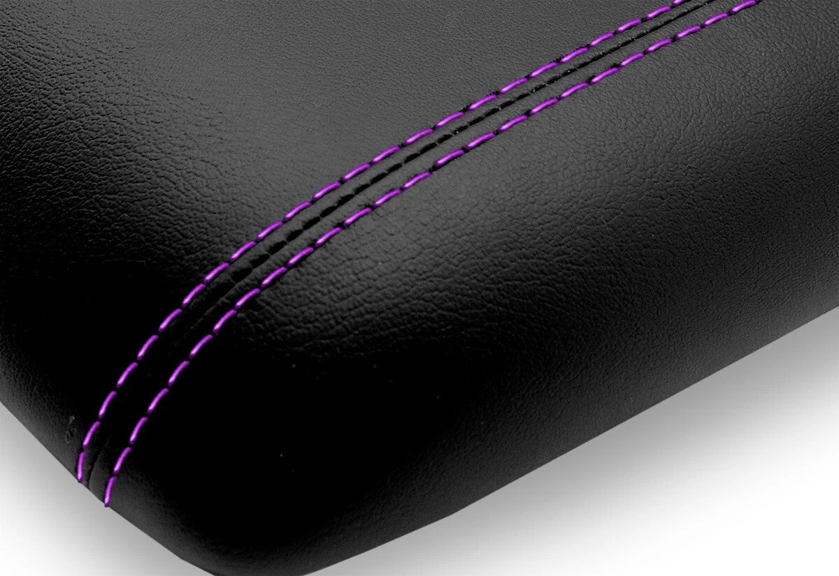 Leather Console Lid Armrest Cover for Ford Expedition (2003–2006) Purple Stitch