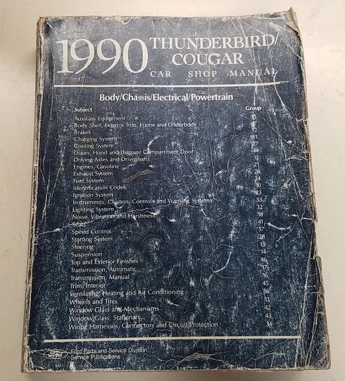 Service Manual for Ford Thunderbird Cougar (1990) FPS-12196-90