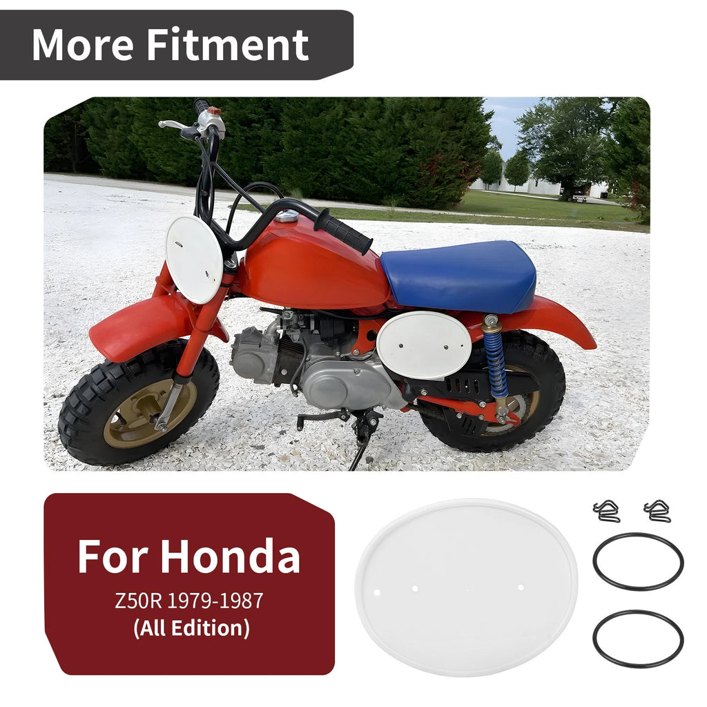 White Front Number Plate 64113-116-690ZD for Honda Z50R (1979–1987) w/ Clips