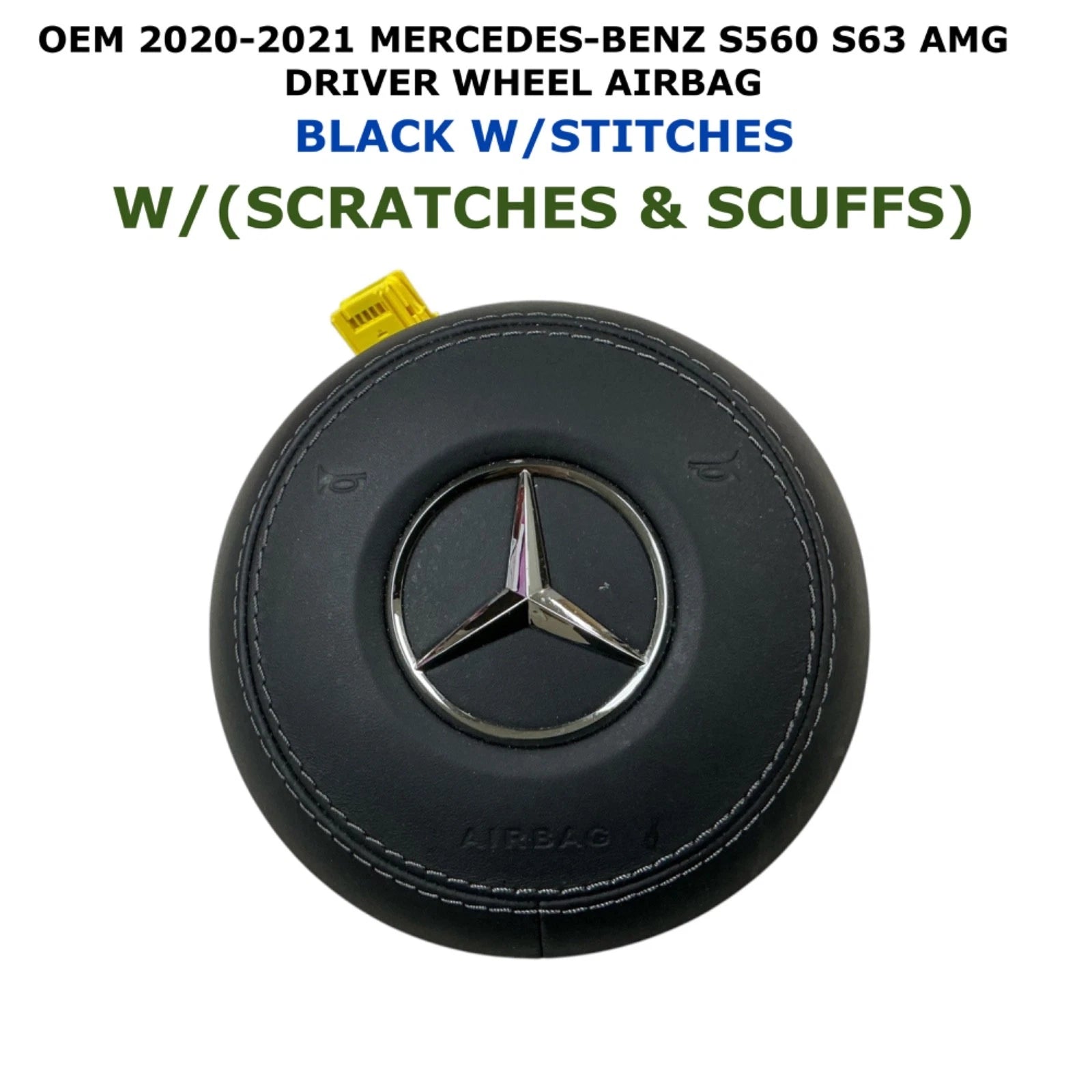 Driver Wheel Airbag for Mercedes-Benz S560 S63 AMG (2020–2021) W/Stitches Black