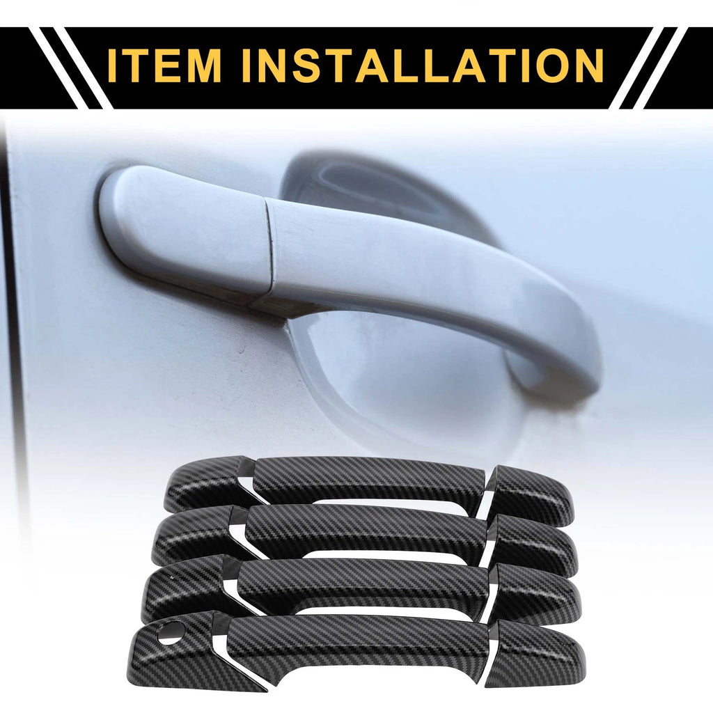Set of 4 Exterior Door Handle Covers for Chevrolet Avalanche (2002–2013) Carbon Fiber