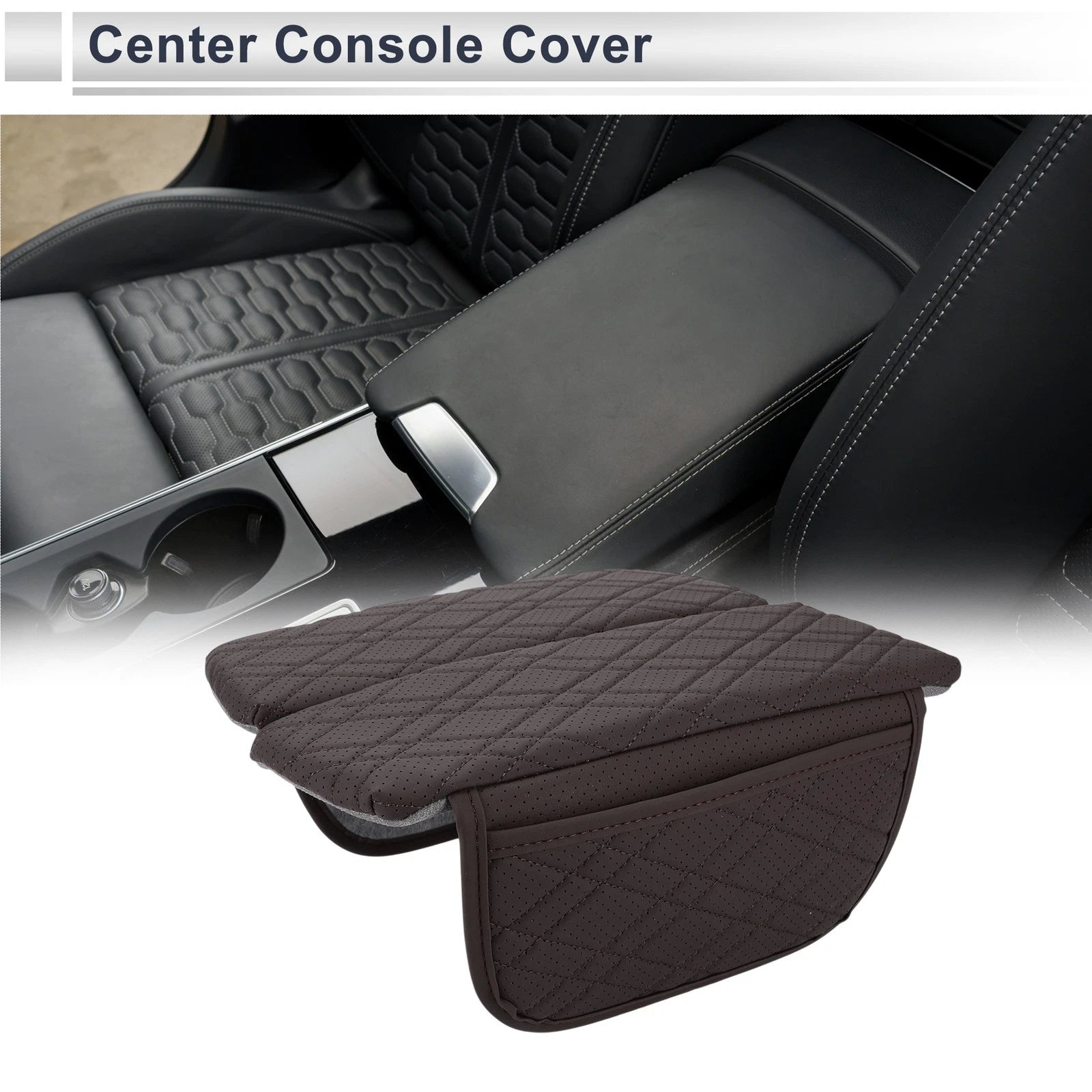 Center Console Cover with Storage Bag for BMW X7 (2019–2024) Dark Brown