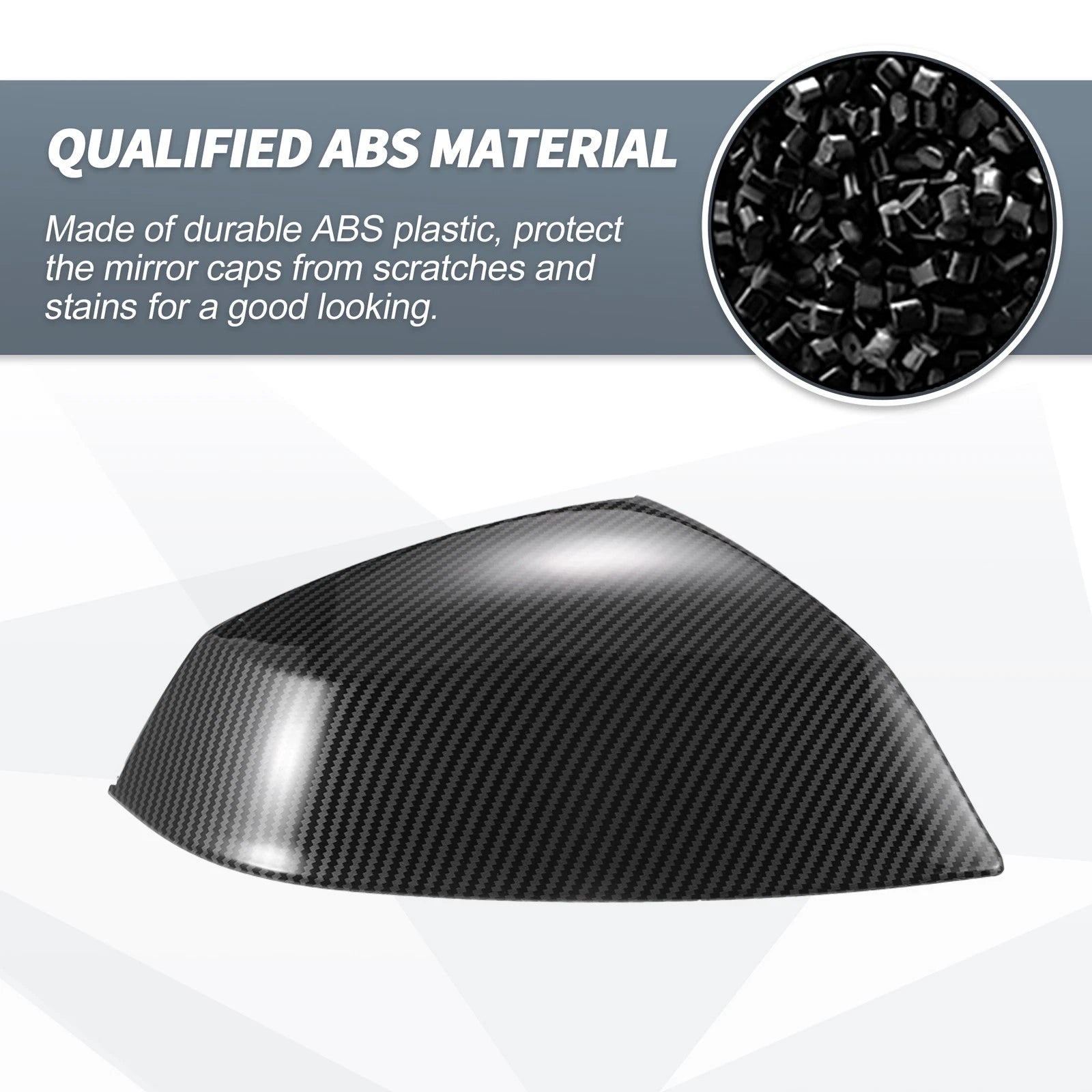 Pair Rearview Mirror Cover Cap Black Carbon Fiber for Audi Q5 Q5L SQ5 Q7 SQ7 (2018–2023)