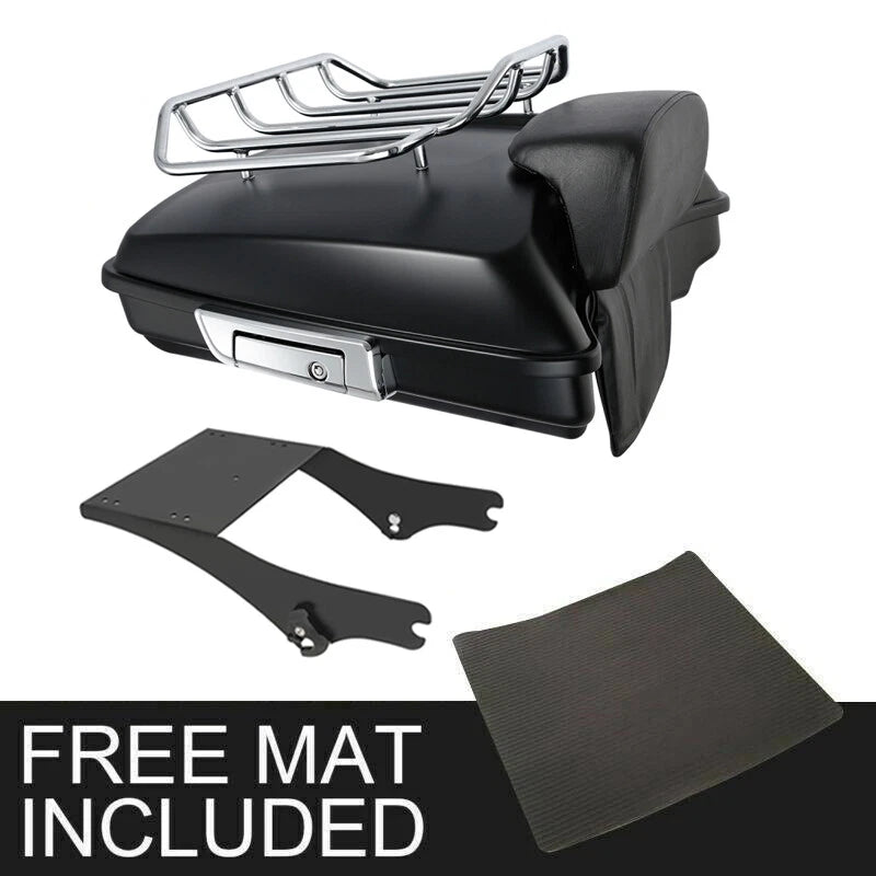 Matte Black Razor Trunk Backrest Mount Rack for Harley Touring (1997–2008)