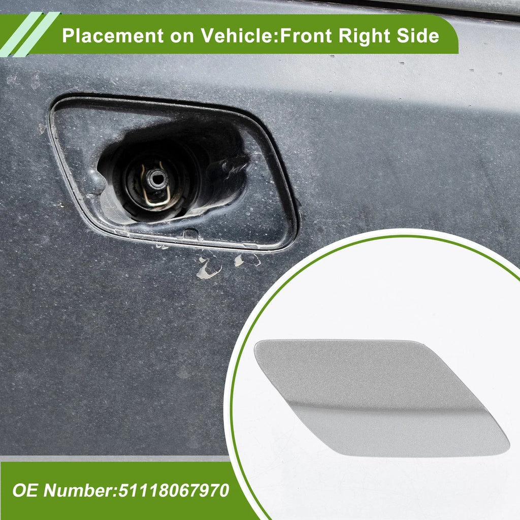 Front Right Washer Nozzle Cover for BMW 320i Silver Tone