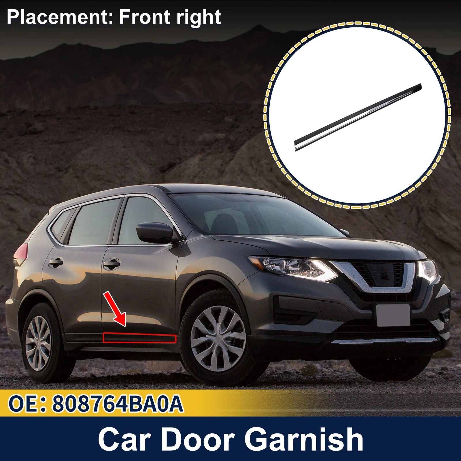 Front Right Door Side Lower Trim No. 808764BA0A for Nissan Rogue (2014–2020)
