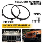 7" Headlight Mounting Ring Bracket Black for Jeep Wrangler JK JKU (2007–2018)