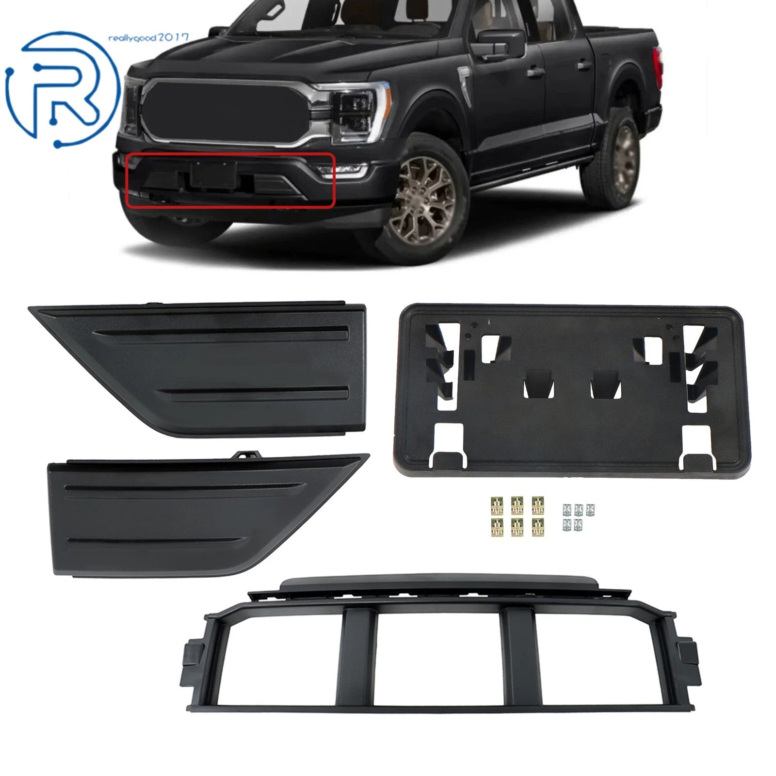 Front Bumper Trim License Plate Holder for Ford F-150 (2021-2023)