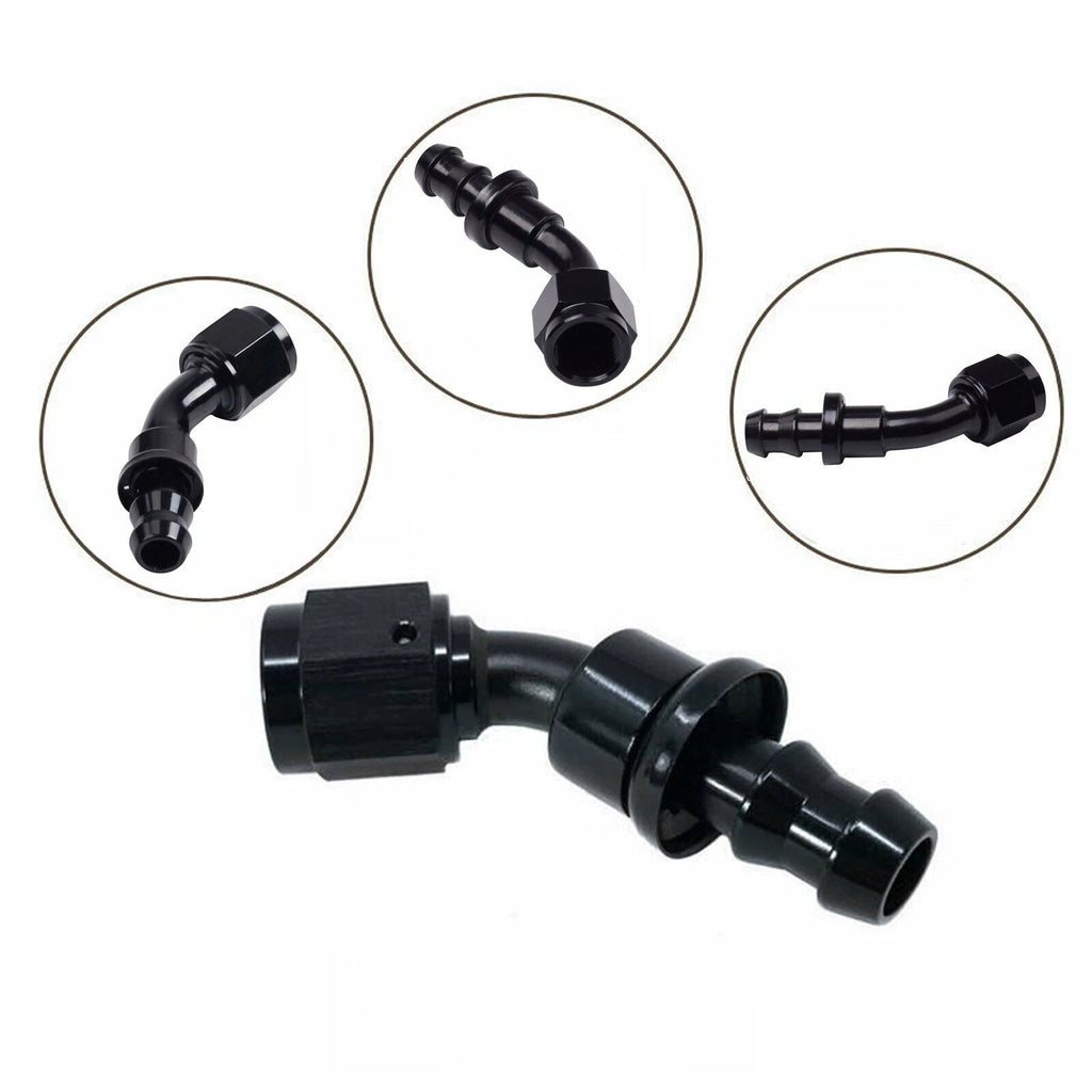 4PCS Straight Push-On Lock Hose Fitting for 8AN (45°) Oil/Fuel/Gas Line
