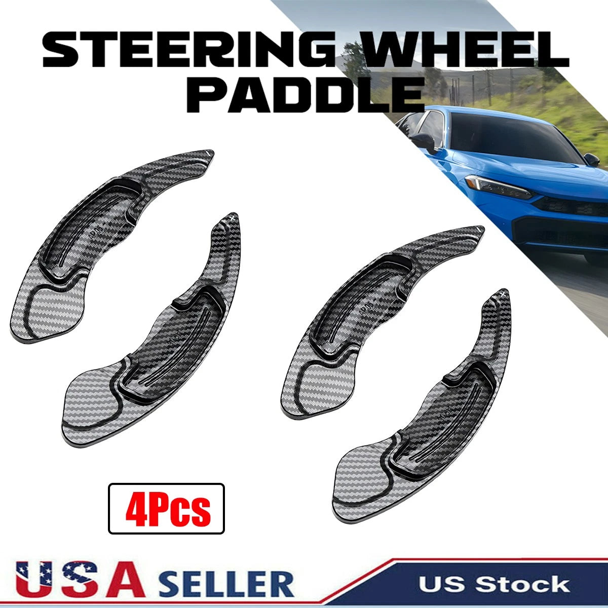 4Pcs Steering Wheel Paddle Shifter Extensions for Honda Civic (2016–2021)