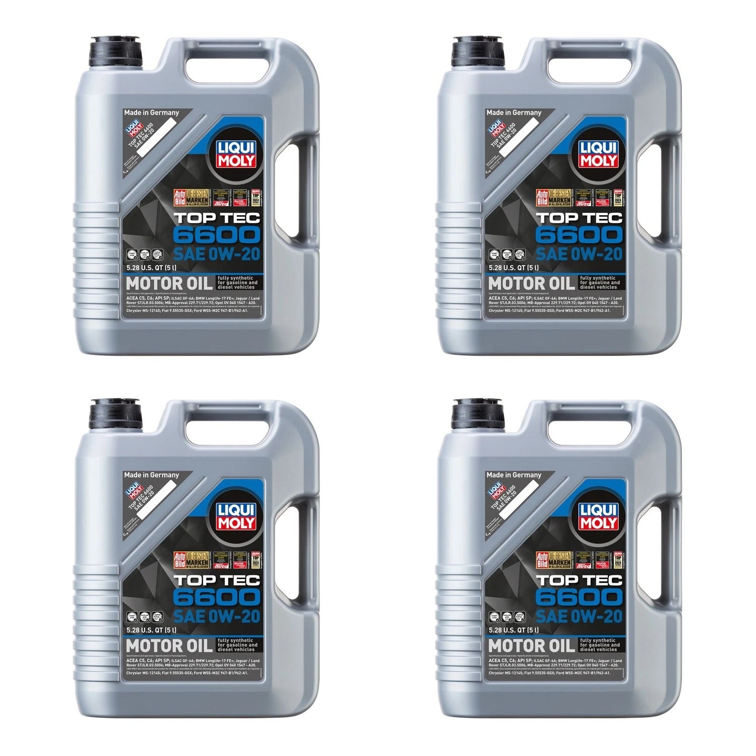 Set of 4 Liqui Moly Top Tec 6600 0W-20 Engine Motor Oil (20L)