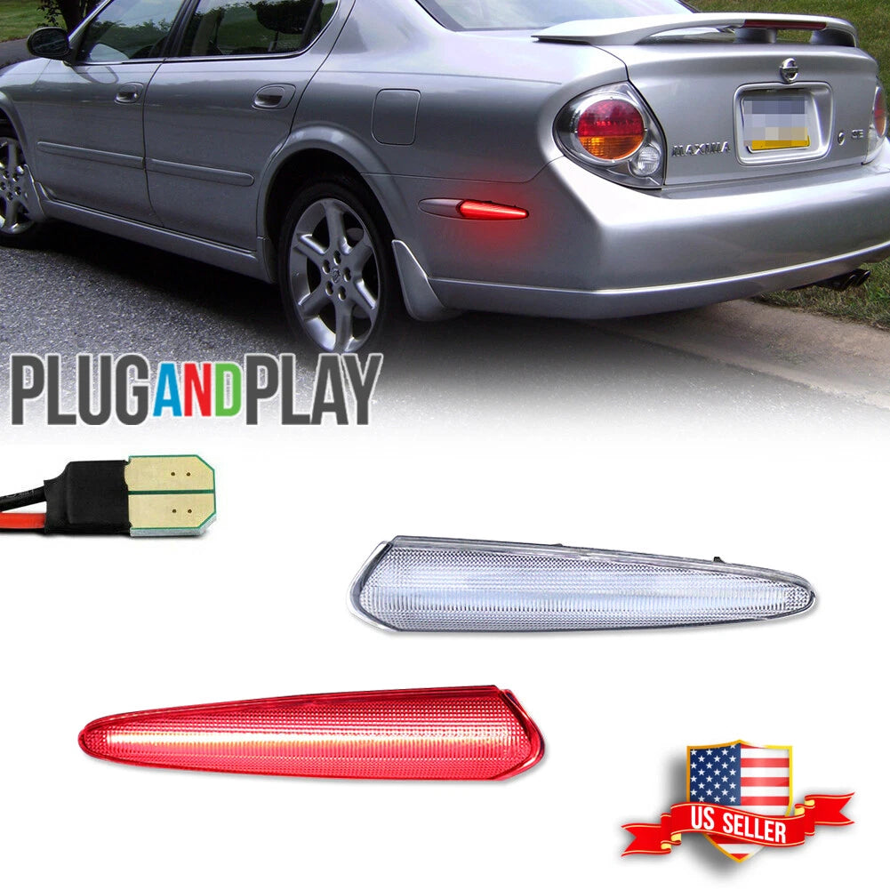 2X Clear Lens Red LED Rear Fender Side Marker Lights for Nissan Maxima (2000–2003)