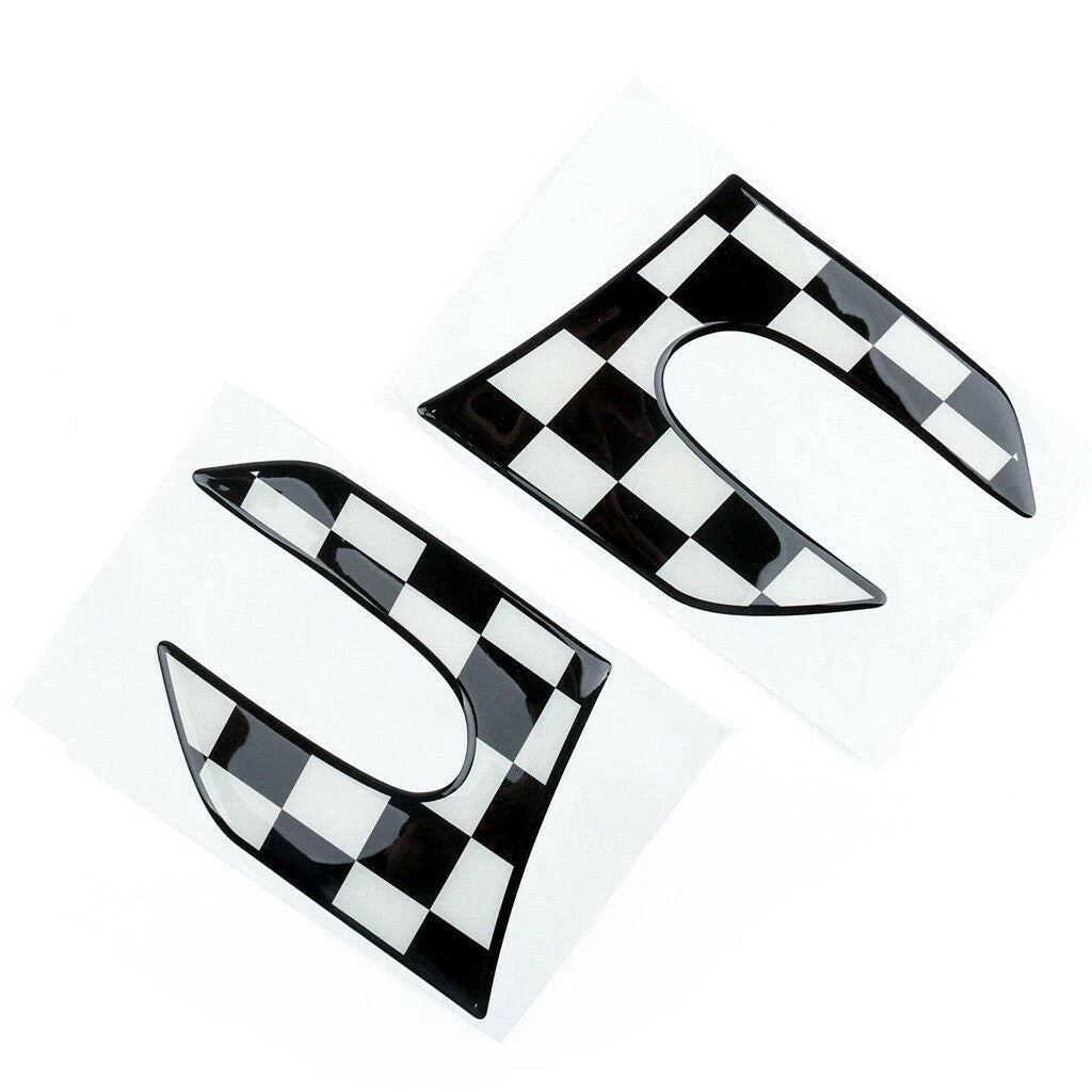 White Black Checkered Fender Side Scuttle Stickers for Mini Cooper (2007-2013)