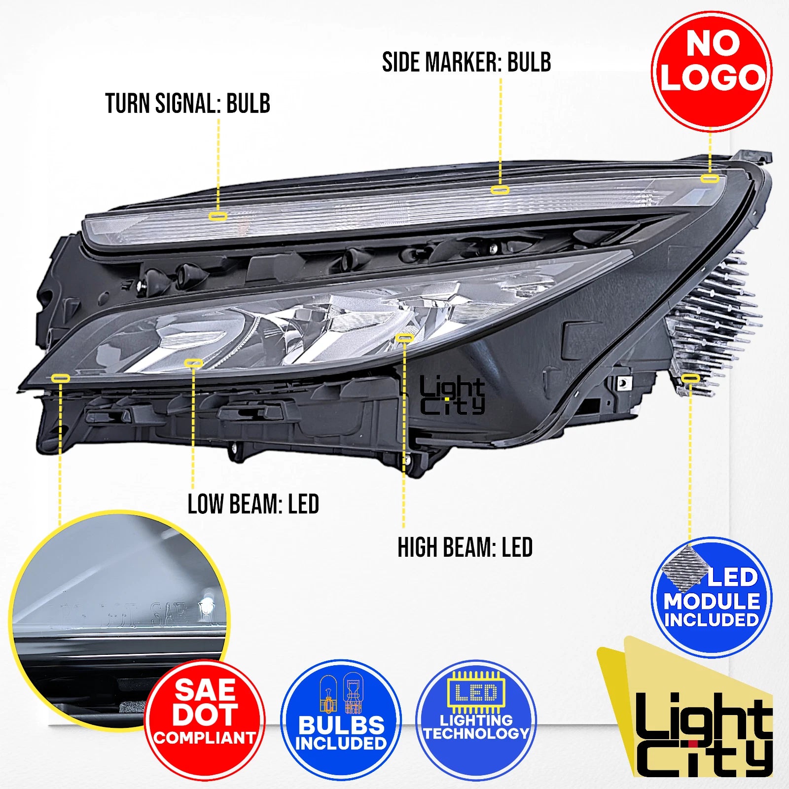 LED Headlight for Chevy Equinox LS (2022–2024) - Left, Halogen Signal Module