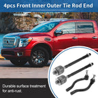 Set of 4 Front Inner Outer Tie Rod End Links for Nissan Maxima (No. ES800357/ES800358)