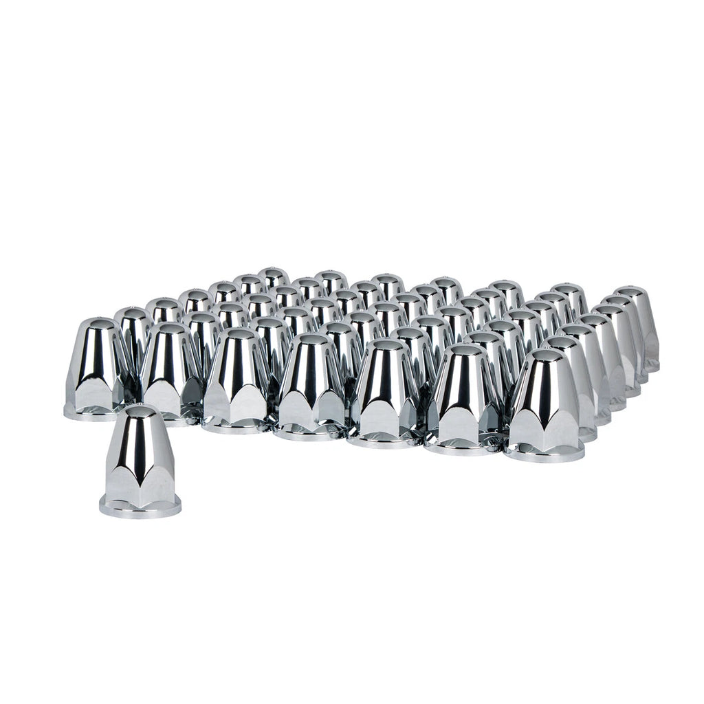 Chrome Bullet Lug Nut Covers 33mm Push-On 60 Pack for Universal Fit