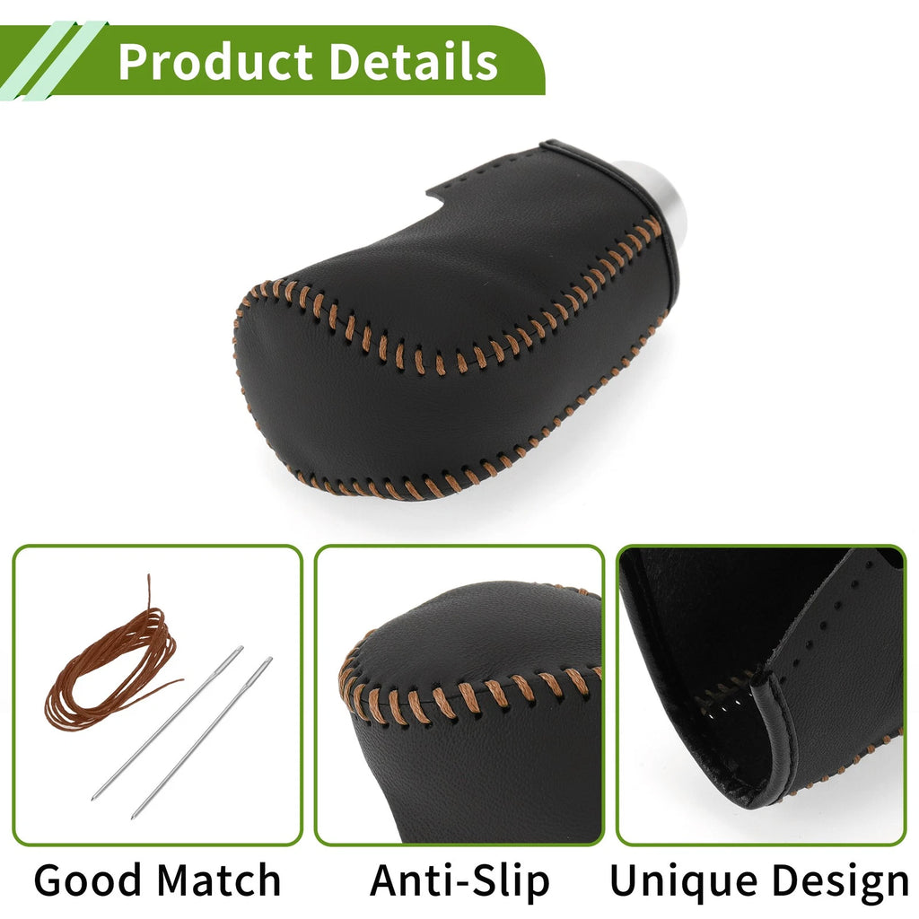 1 Pc Gear Shift Knob Cover for Mazda 3 (2014–2018) Black Brown Faux Leather