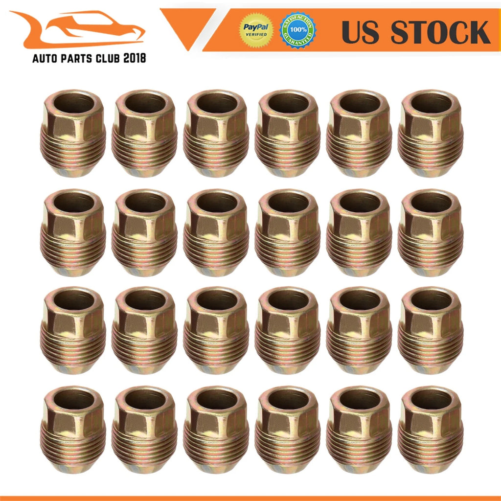 24X Gold Open End Lug Nuts for Chevrolet Silverado 1500, Tahoe, GMC Yukon (2007–2023)