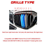 9-Beam M-Colored Strips Kidney Grille Insert for BMW 5 Series (2017-2020)