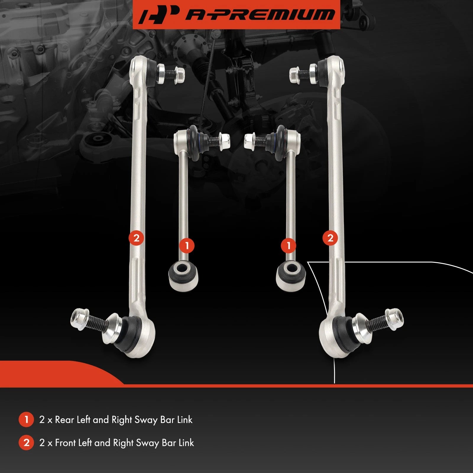 Set of 4 Sway Bar Links with Ball Joint for BMW E90 E92 E93 M3 (2007–2013)